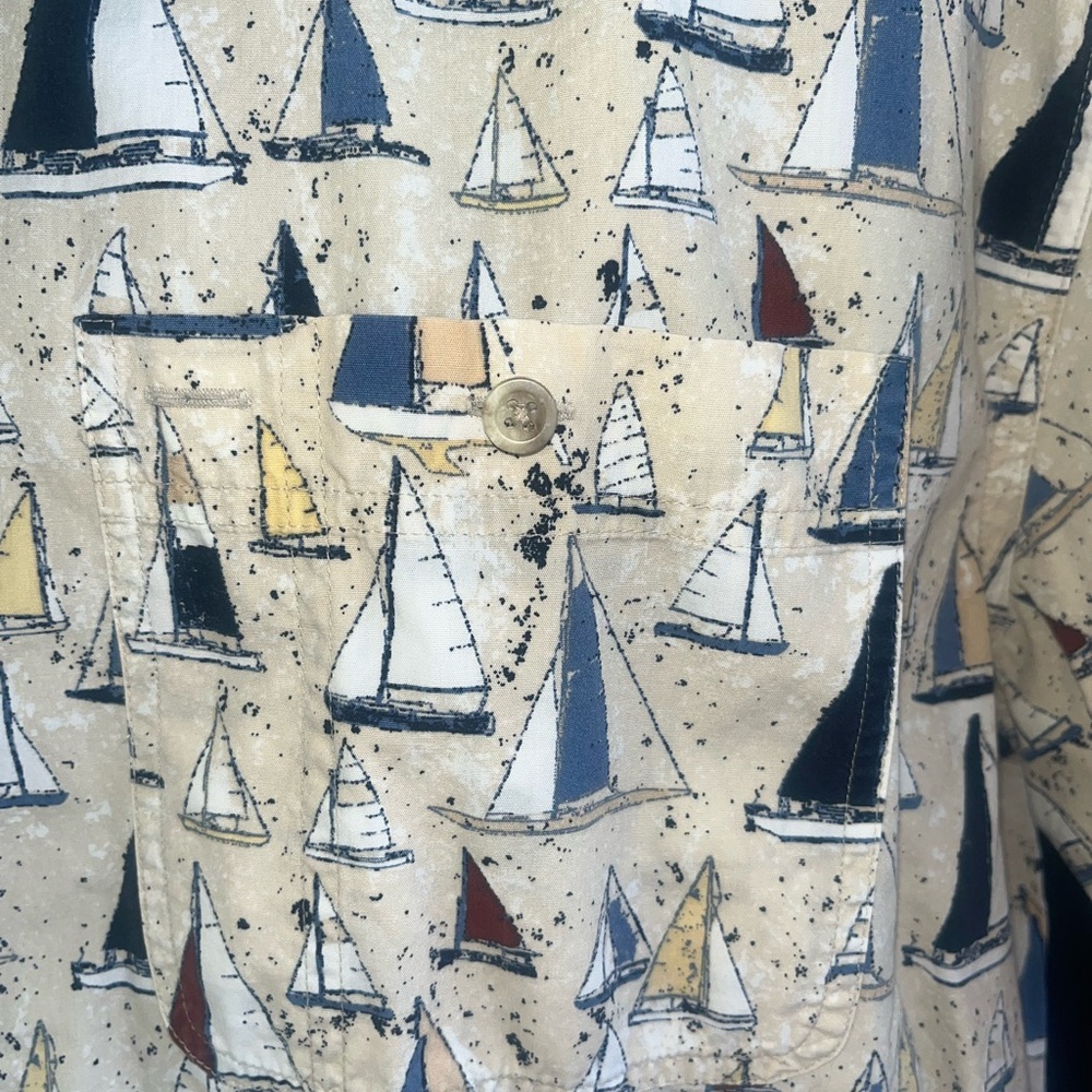 Ivy Crew Nautical Sailboat Shirt XL Vintage Style Beach Summer Button Up Mens - Picture 6 of 9